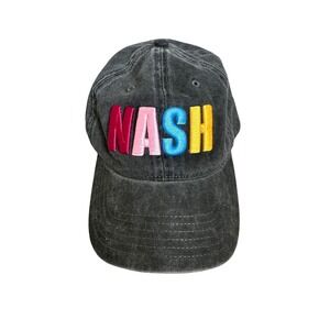 The Game NASH Nashville Baseball Cap Washed Black Multi Color Embroidered Hat